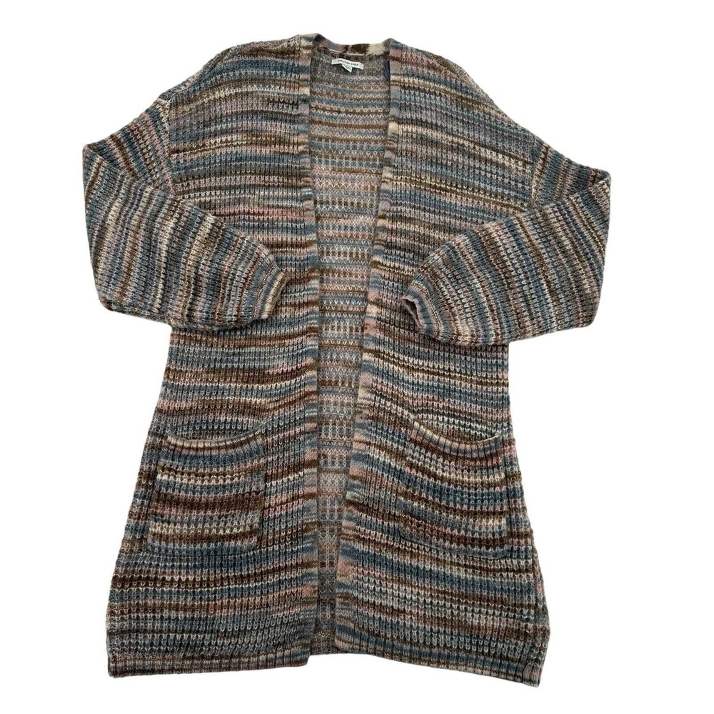 American Eagle Womens XS Multi Color Space Dye Knit Longline Cardigan Sweater